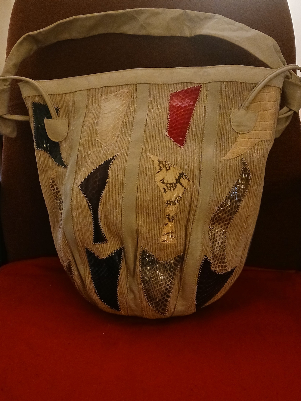 Beige Patchwork Leather Women’s Hobo Bag